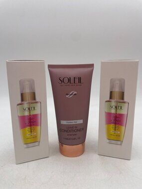 Soleil Trio Miracle Oil & Leave-In Conditioner Set Paraben-Free Coconut Oil For